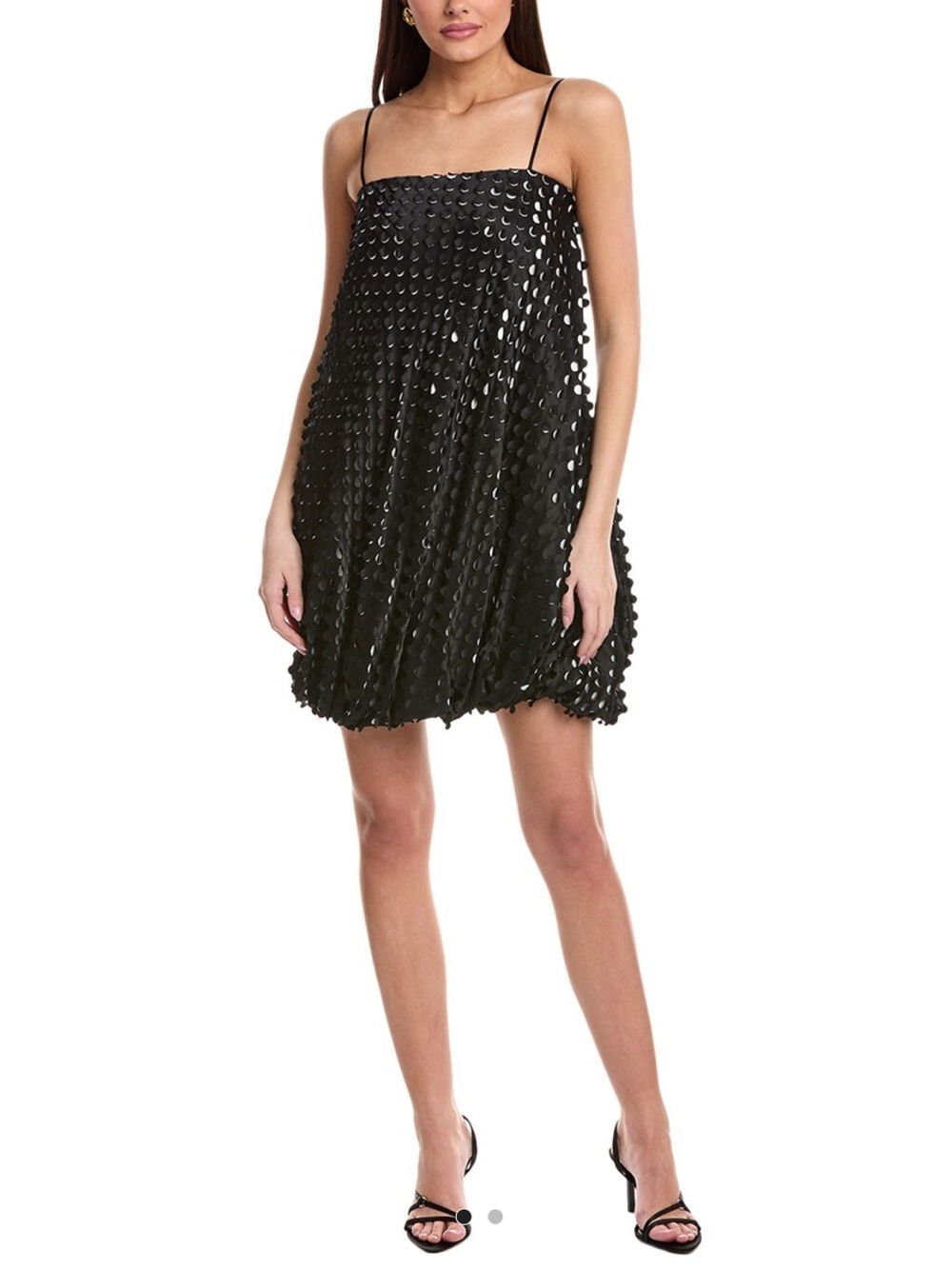 Helmut Lang Black Sequin Bubble Slip Mini Dress